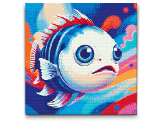 Diamond Painting - Fisk i nuancer af rød og blå