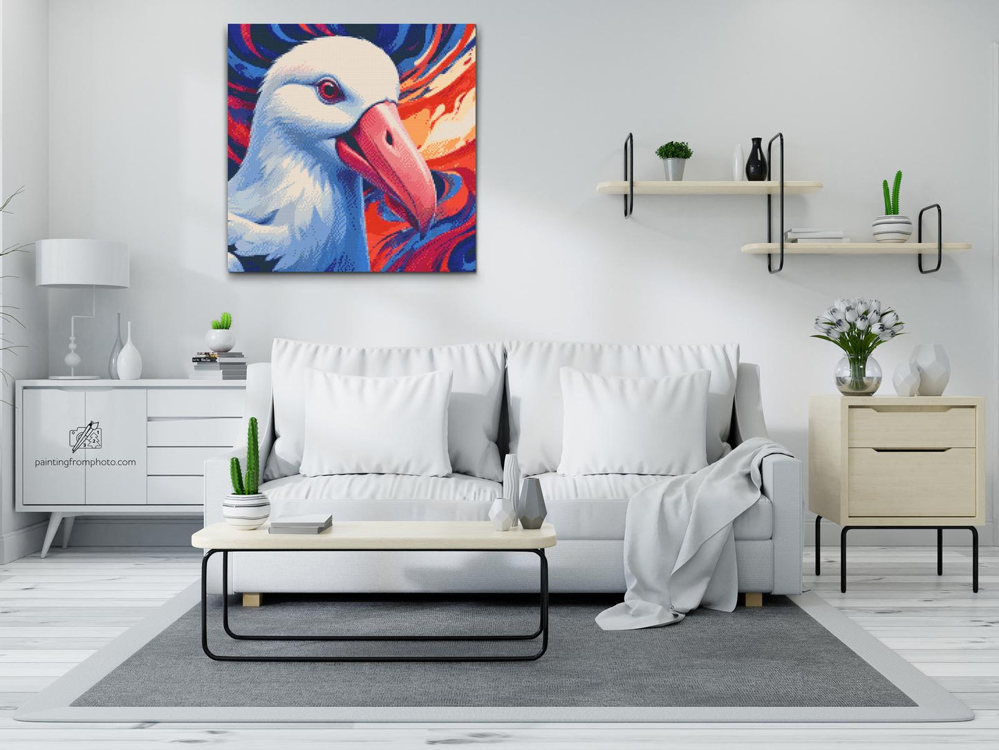 Diamond Painting - Albatros i nuancer af rød og blå
