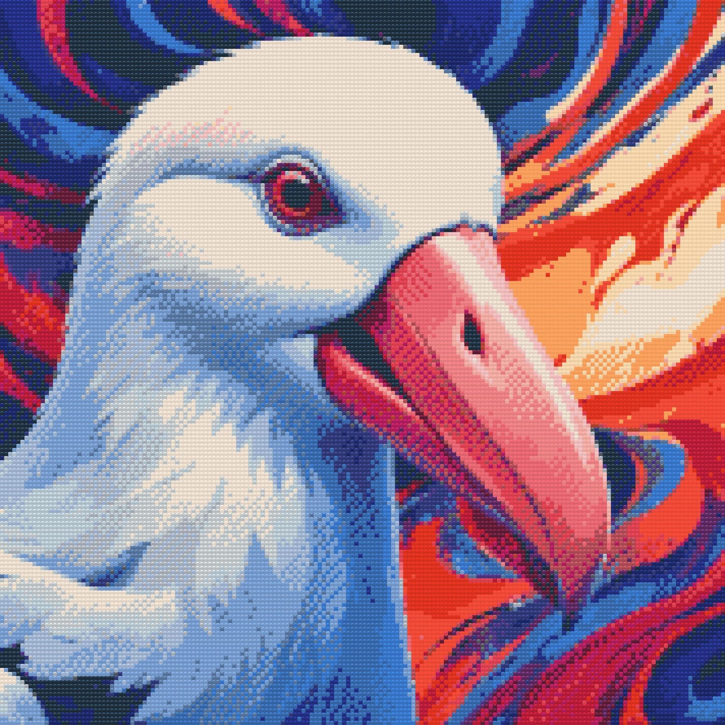 Diamond Painting - Albatros i nuancer af rød og blå