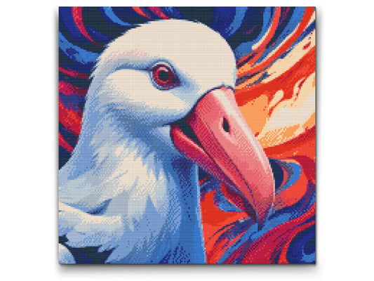Diamond Painting - Albatros i nuancer af rød og blå