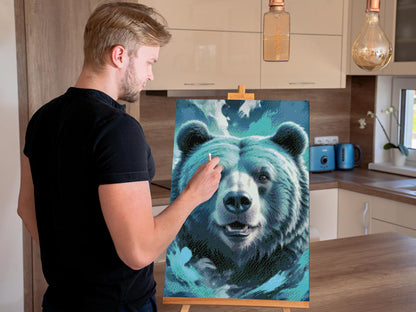 Diamond Painting - Bjørn i nuancer af mørk turkis