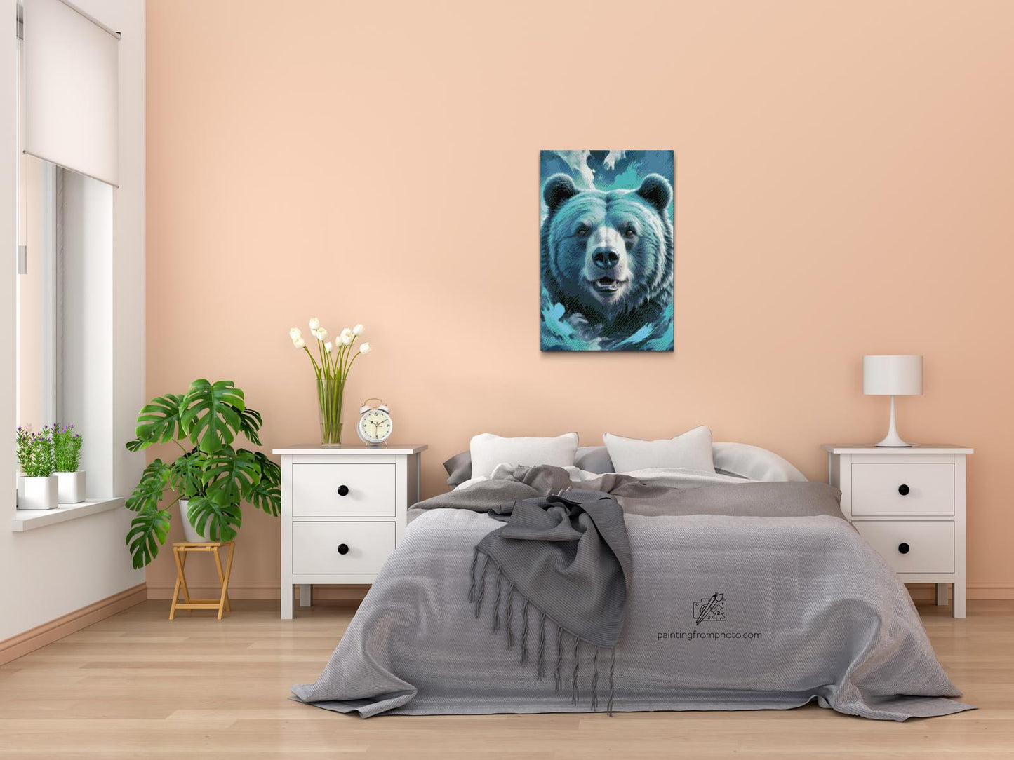 Diamond Painting - Bjørn i nuancer af mørk turkis