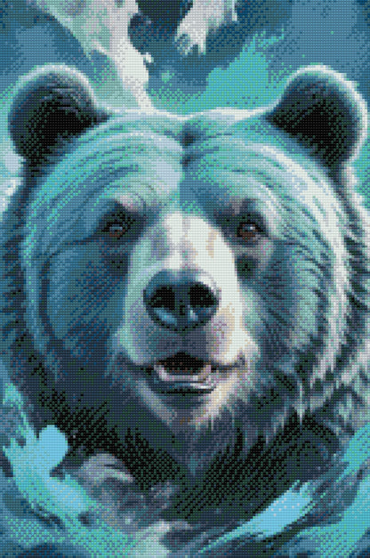 Diamond Painting - Bjørn i nuancer af mørk turkis