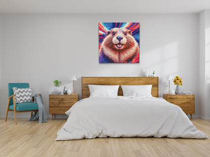 Diamond Painting - Bæver i nuancer af rød og blå