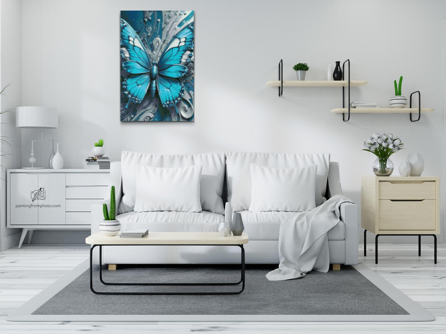 Diamond Painting - Sommerfugl i nuancer af mørk turkis