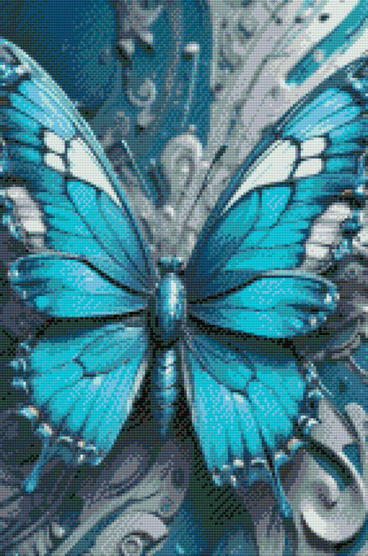 Diamond Painting - Sommerfugl i nuancer af mørk turkis