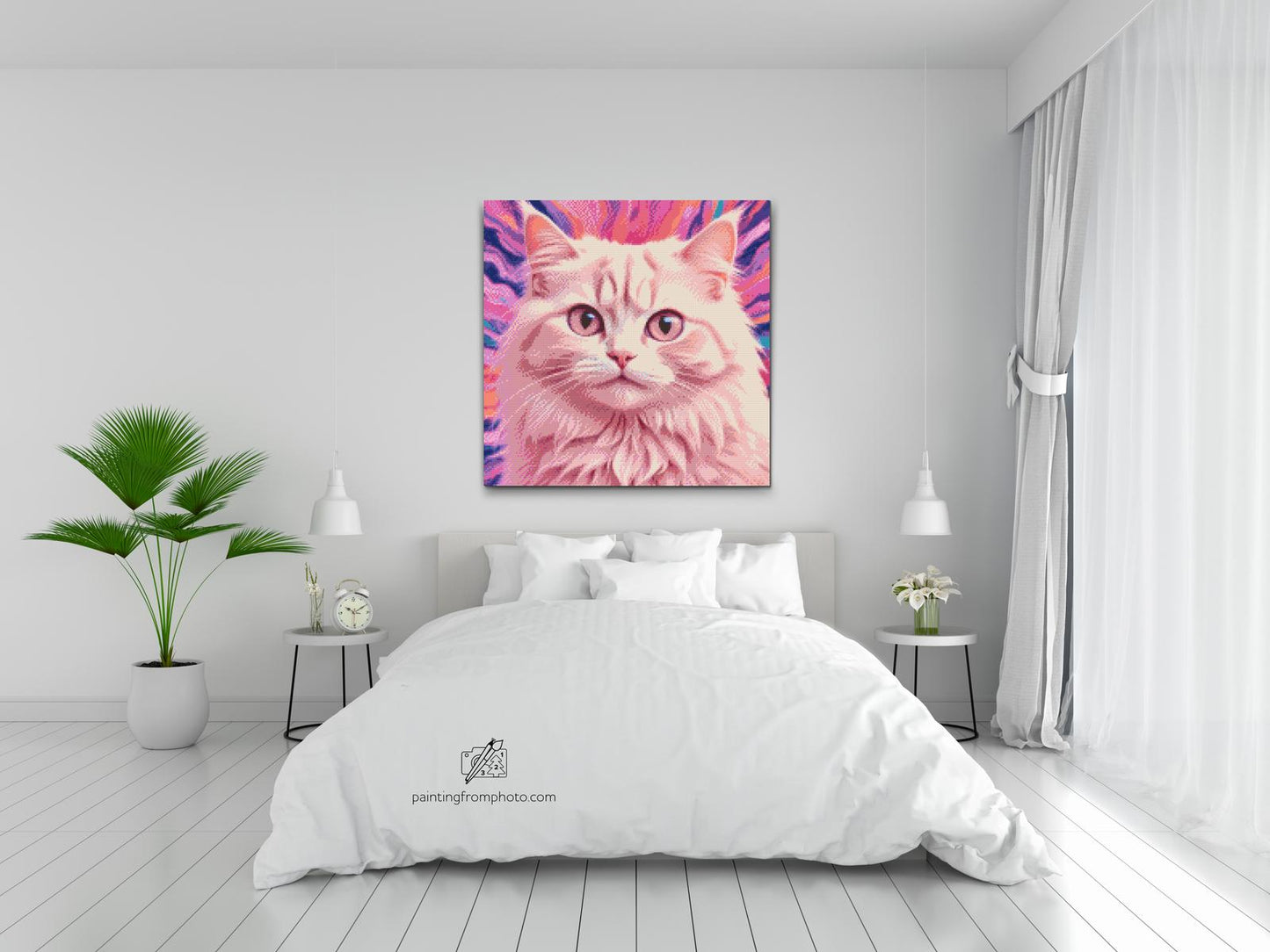 Diamond Painting - Kat i nuancer af pink
