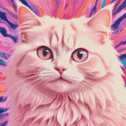Diamond Painting - Kat i nuancer af pink