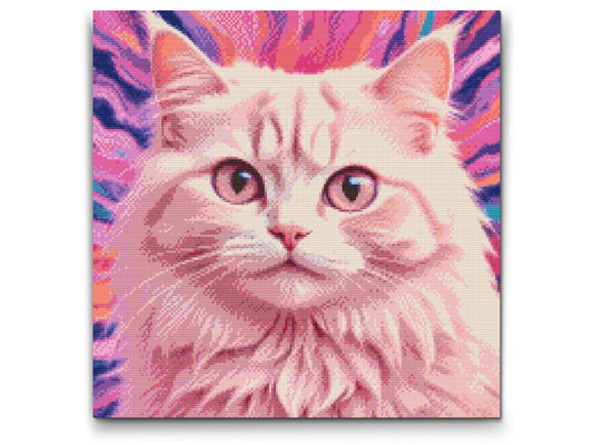 Diamond Painting - Kat i nuancer af pink