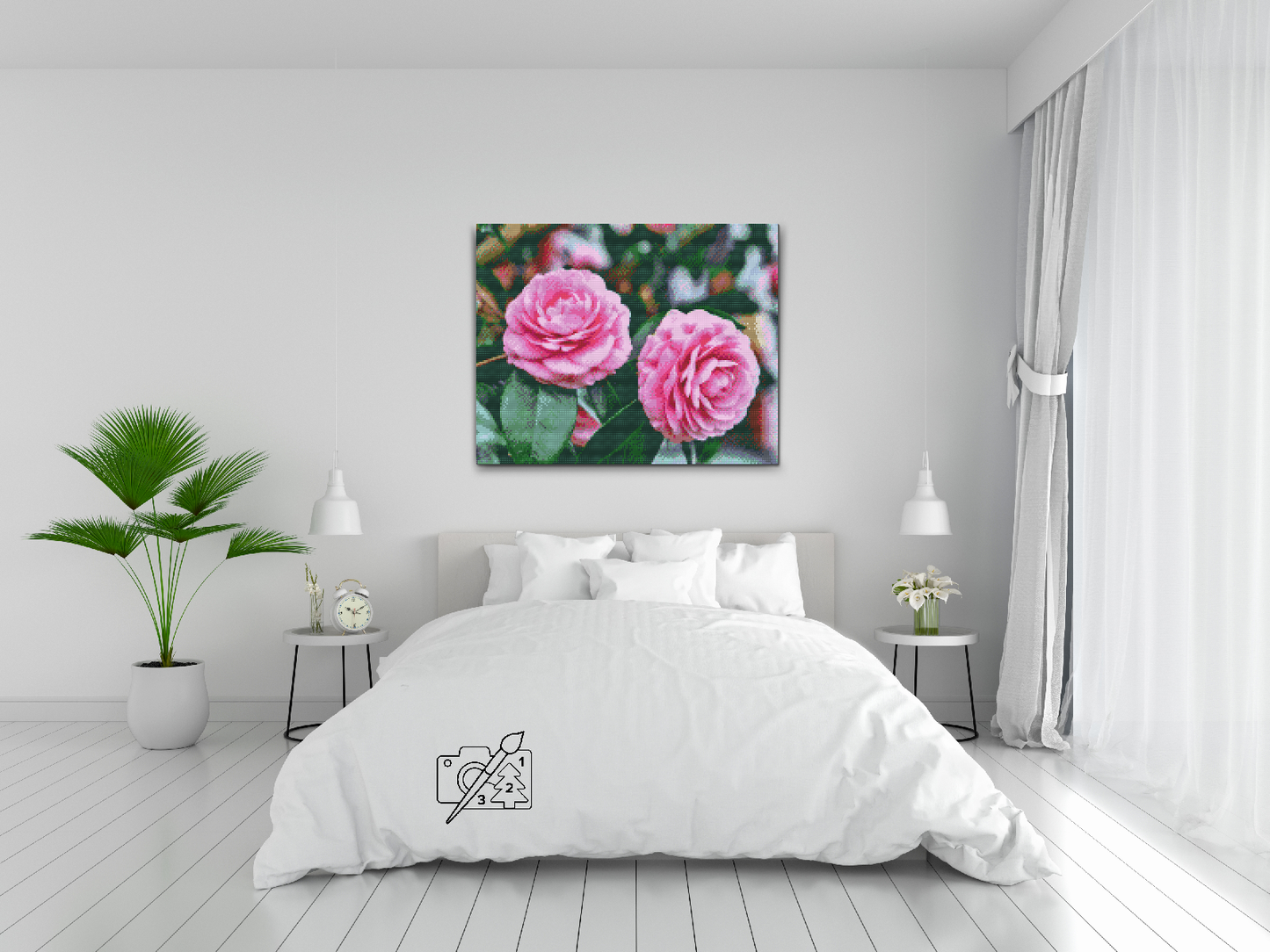 Diamond Painting - Lyserøde kameliaer