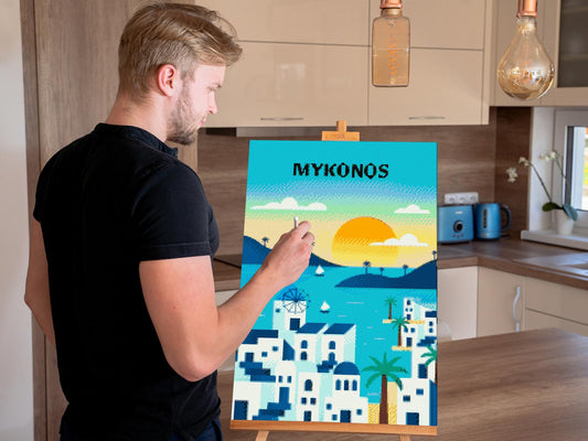 Diamond Painting - Mykonos, Grækenland