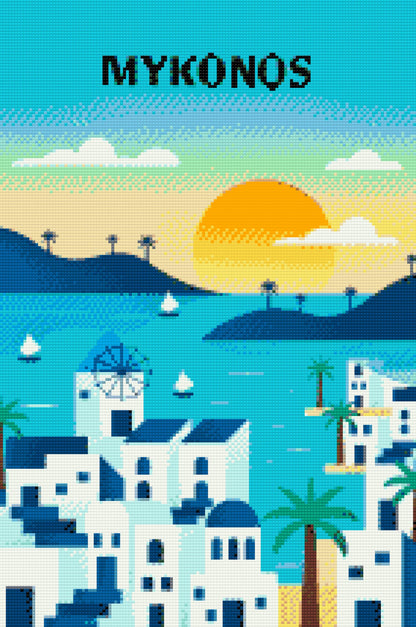 Diamond Painting - Mykonos, Grækenland