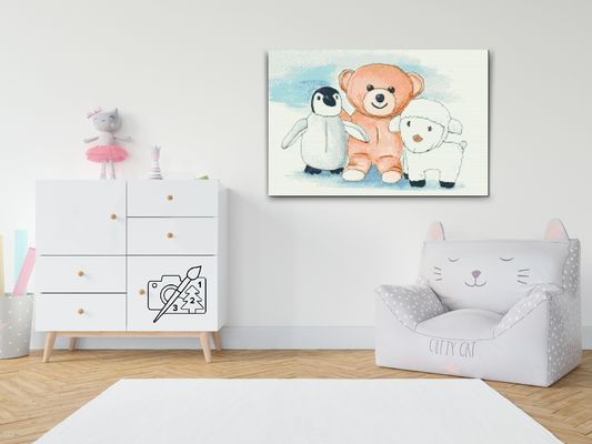 Diamond Painting - Pingvin, Teddy og Får