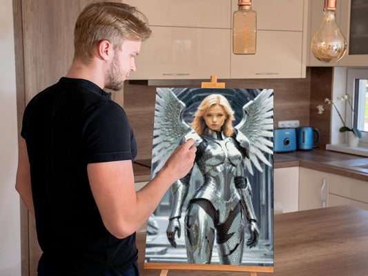 Diamond Painting - Engel i metalbevæbning
