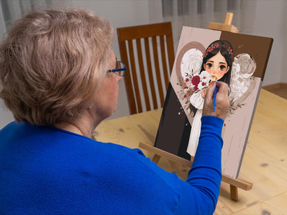 Paint by Numbers - Angel med en buket i hånden