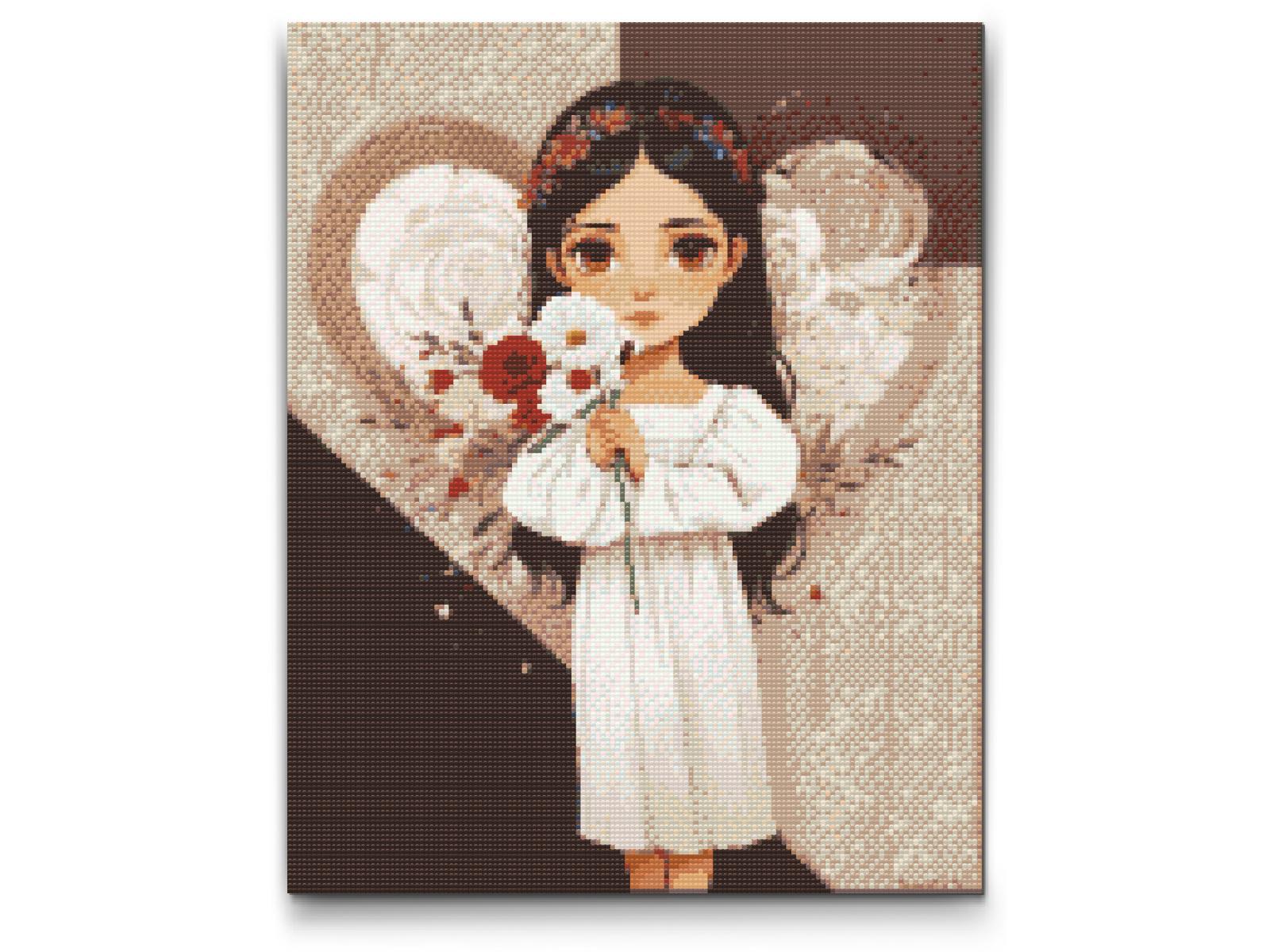 Diamond Painting - Angel med en buket i hånden