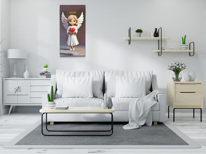Diamond Painting - Lille engel med et rødt hjerte