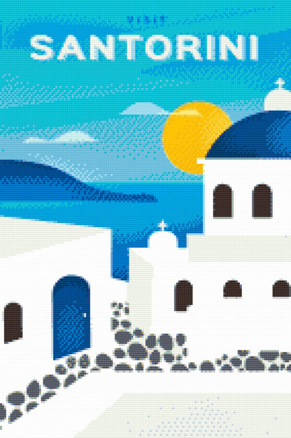 Diamond Painting - Santorini, Grækenland