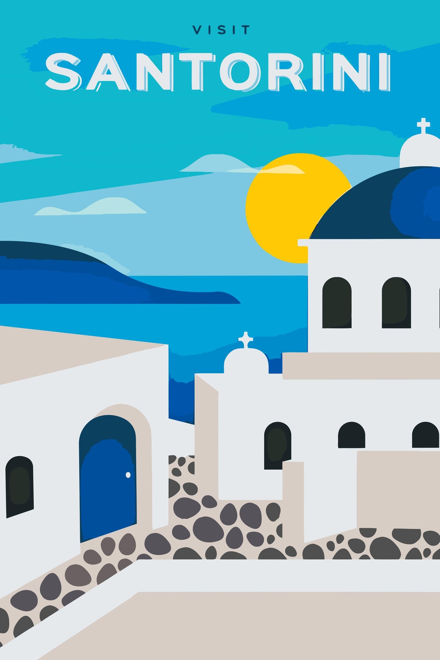 Paint by Numbers - Santorini, Grækenland