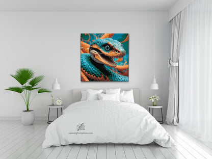 Diamond Painting - Slange i nuancer af turkis og orange