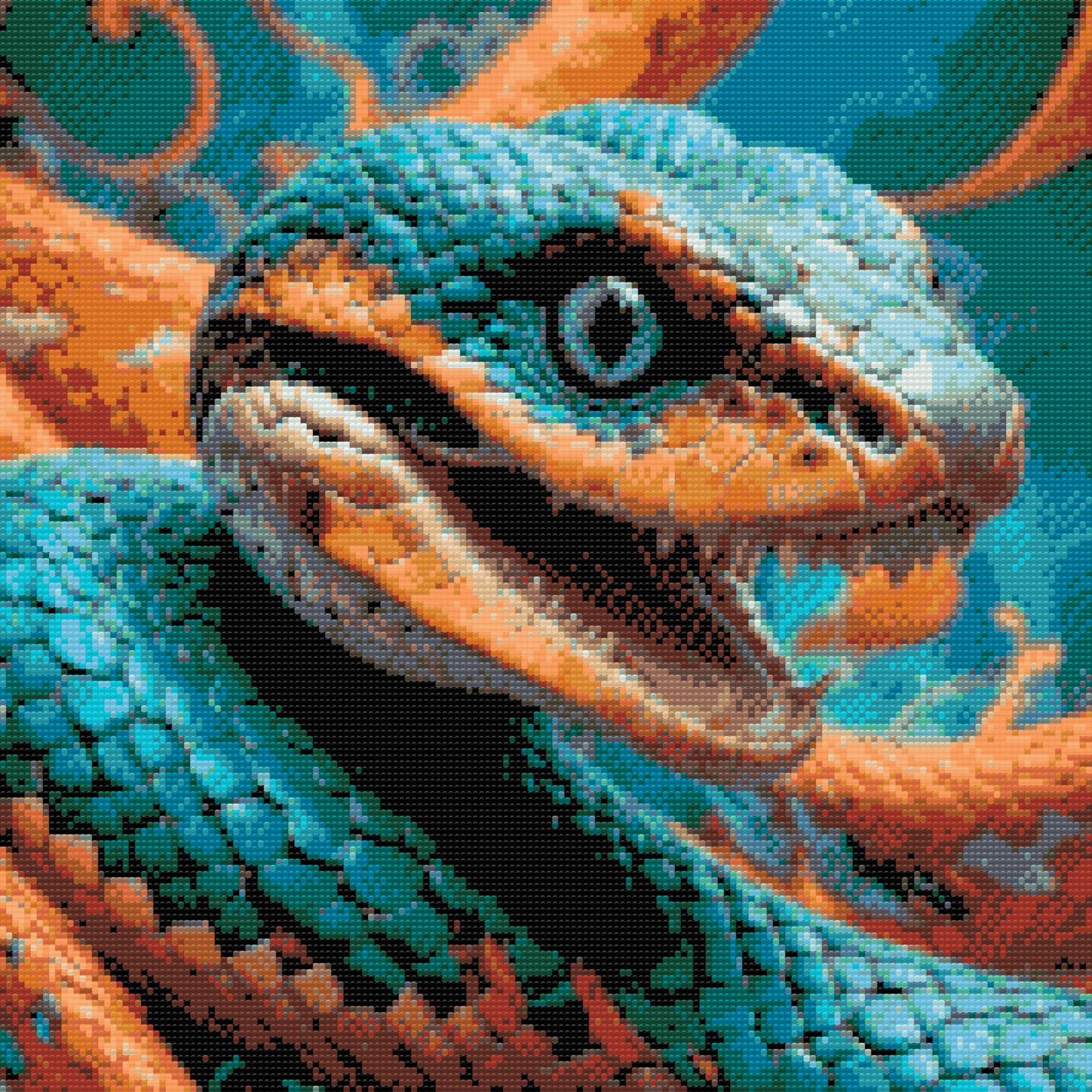 Diamond Painting - Slange i nuancer af turkis og orange