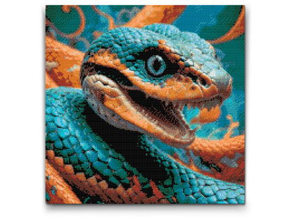 Diamond Painting - Slange i nuancer af turkis og orange