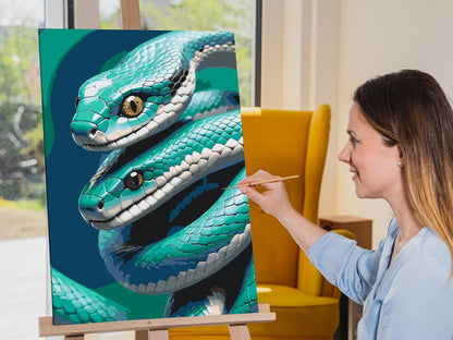 Paint by Numbers - Slanger i nuancer af mørk turkis