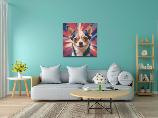 Diamond Painting - Chihuahua i nuancer af rød og blå