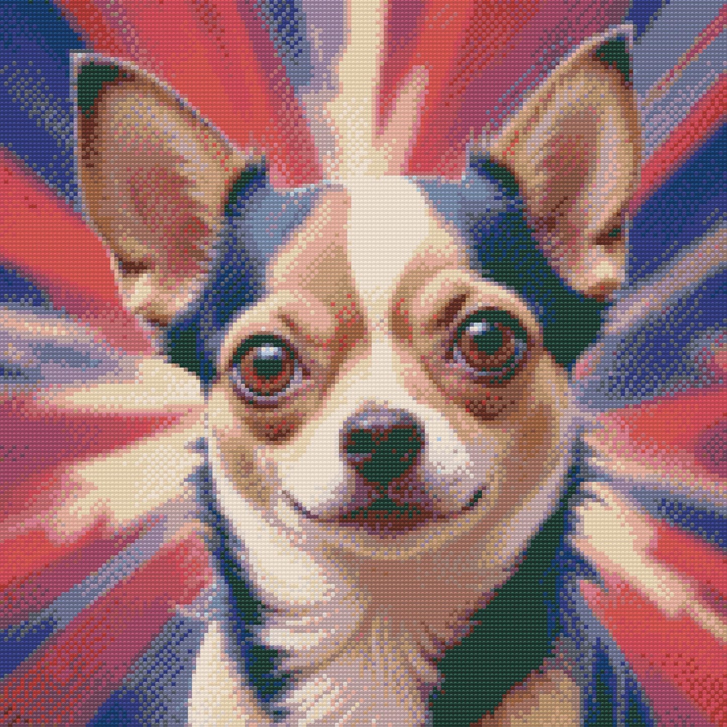 Diamond Painting - Chihuahua i nuancer af rød og blå