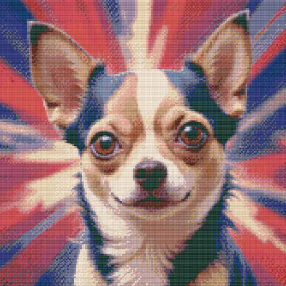 Diamond Painting - Chihuahua i nuancer af rød og blå