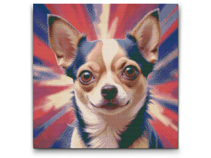 Diamond Painting - Chihuahua i nuancer af rød og blå