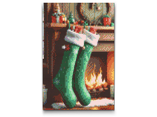 Diamond Painting - Julesokker på pejsen