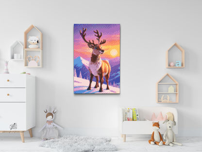 Diamond Painting - Hjorte i snedækkede bjerge
