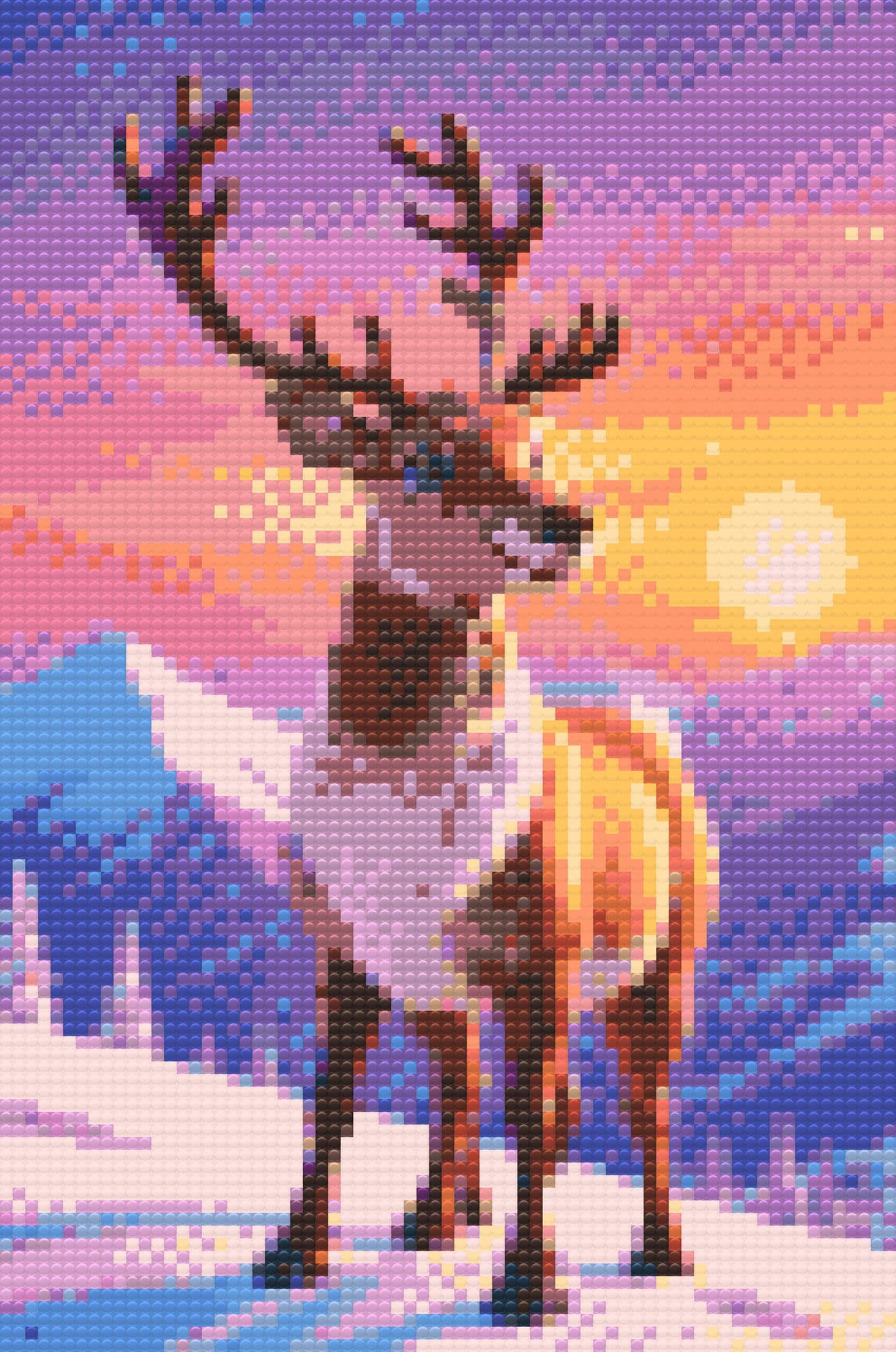Diamond Painting - Hjorte i snedækkede bjerge