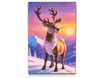Diamond Painting - Hjorte i snedækkede bjerge