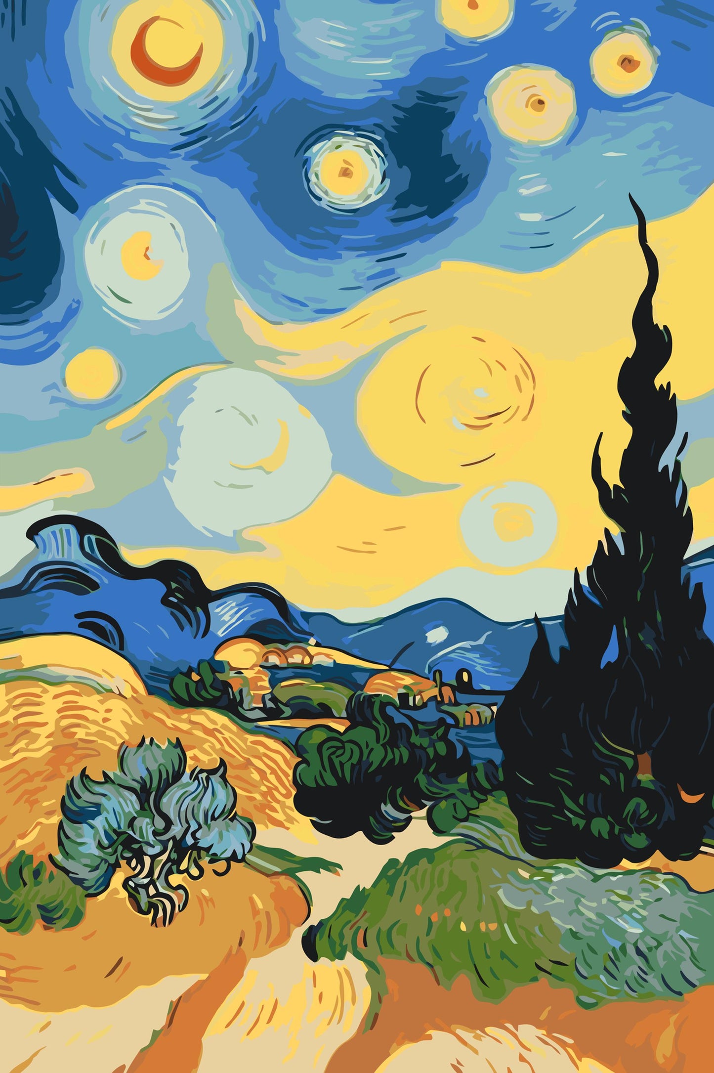Paint by Numbers - Hvedemark med stjernehimmel