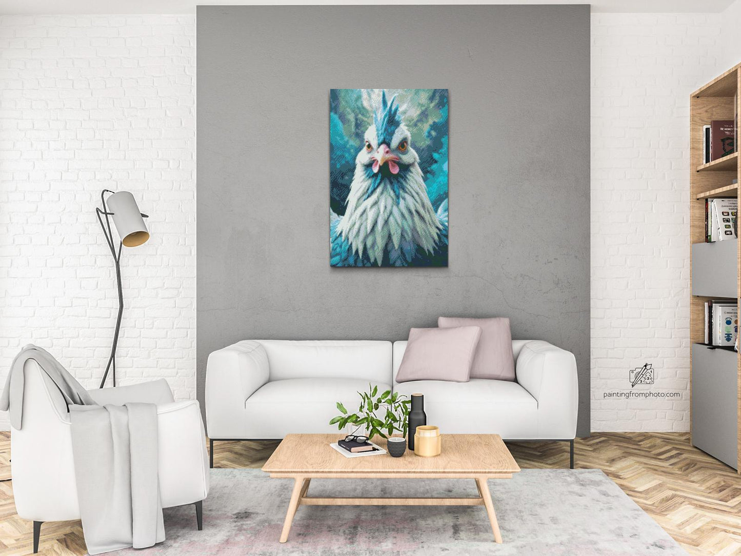 Diamond Painting - Høne i nuancer af mørk turkis