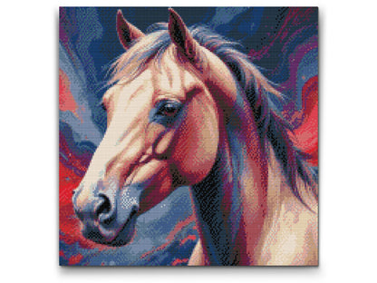 Diamond Painting - Hest i nuancer af rød og blå