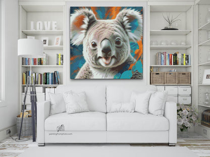 Diamond Painting - Koala i nuancer af turkis og orange