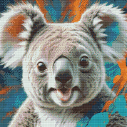 Diamond Painting - Koala i nuancer af turkis og orange