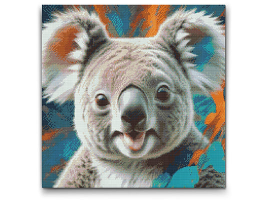 Diamond Painting - Koala i nuancer af turkis og orange