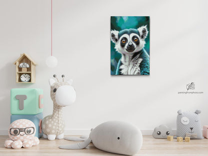 Diamond Painting - Lemur i nuancer af mørk turkis