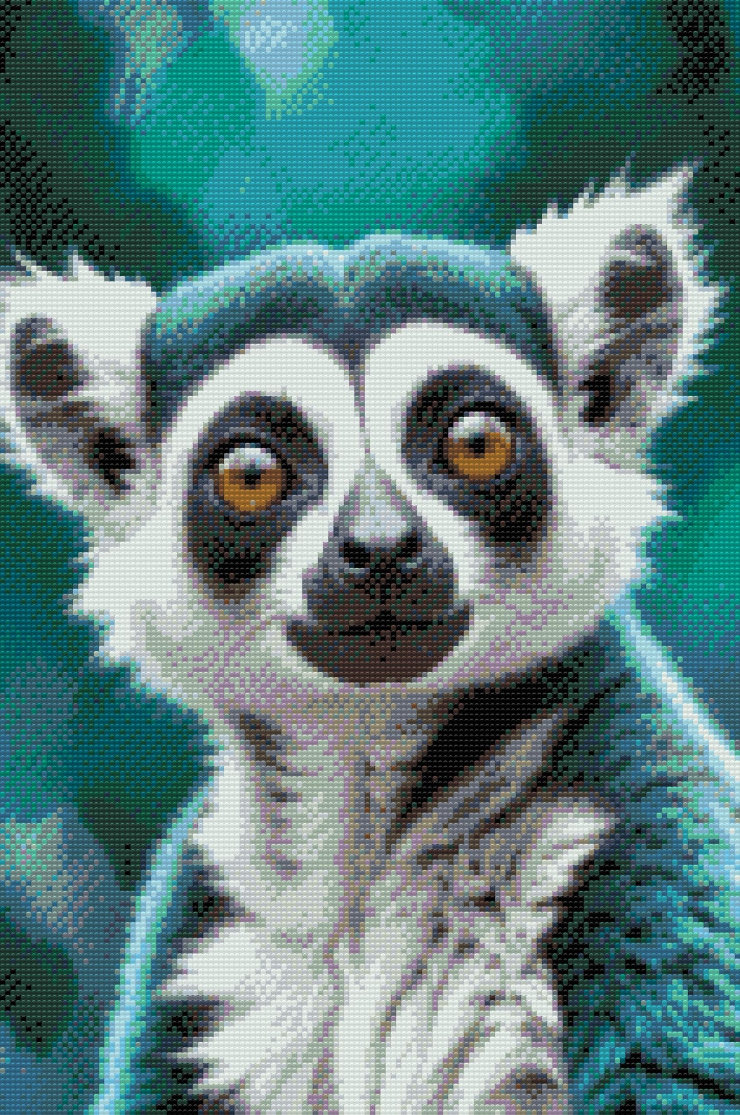Diamond Painting - Lemur i nuancer af mørk turkis