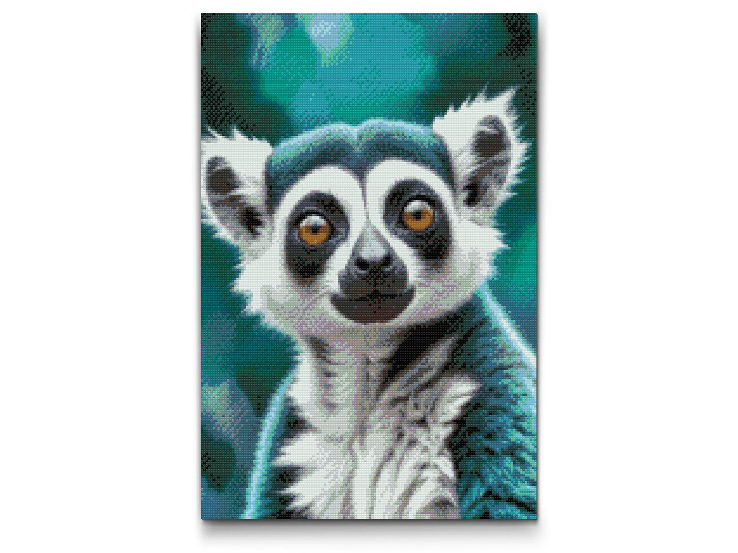 Diamond Painting - Lemur i nuancer af mørk turkis