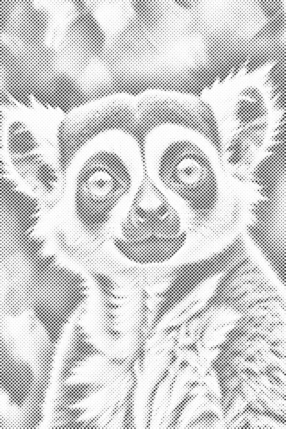 Mal-med-prikker -  Lemur i nuancer af mørk turkis