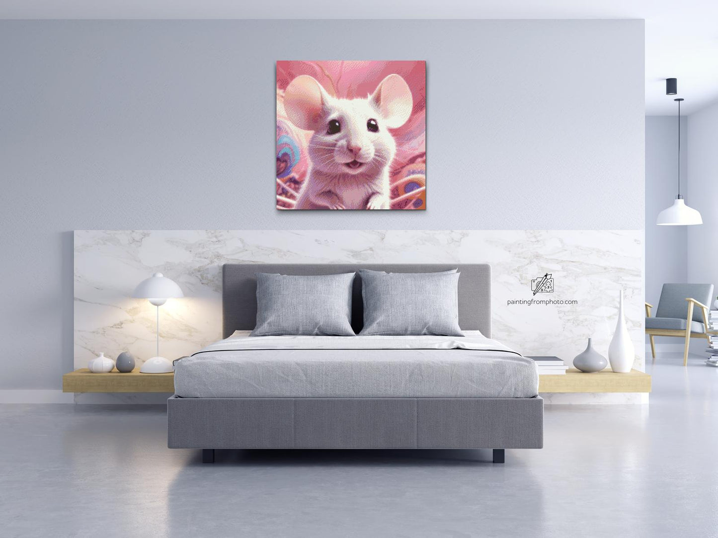 Diamond Painting - Mus i nuancer af pink