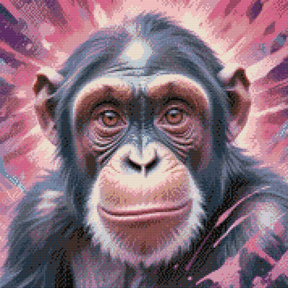 Diamond Painting - Chimpanse i nuancer af pink