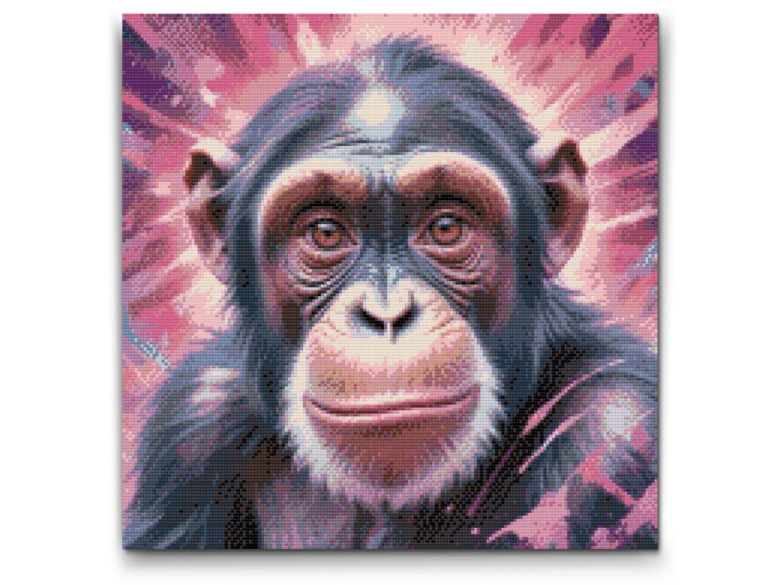 Diamond Painting - Chimpanse i nuancer af pink