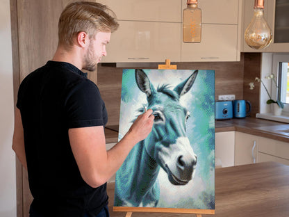 Diamond Painting - Æsel i nuancer af mørk turkis