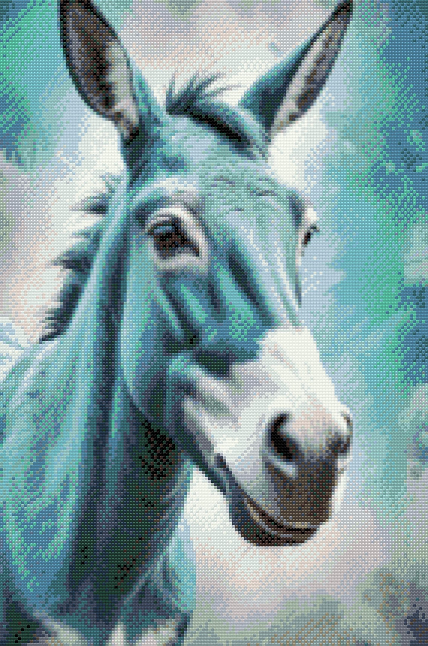 Diamond Painting - Æsel i nuancer af mørk turkis